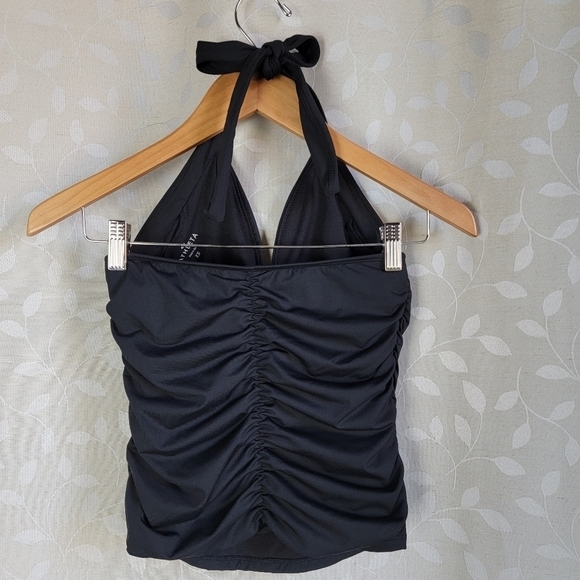 Athleta Harlow Black Halter Ruched Tankini Swim Top | Retro 90s Y2K Swimwear XS - Picture 6 of 16